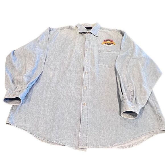 Vintage 90s jean shirt with a patch commemorating the inauguration of Turner Fie - Picture 5 of 7